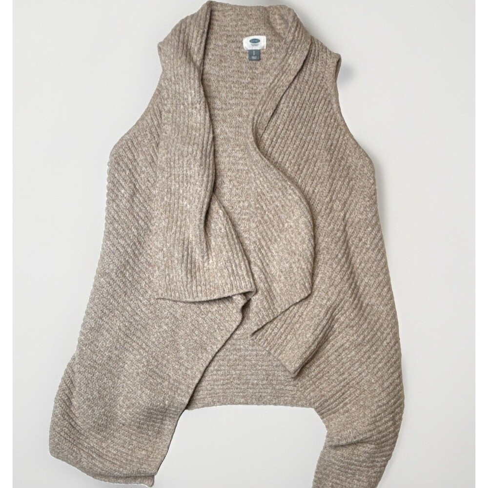 Old Navy Beige Women’s Chunky Knit Open Front Sleeveless Cardigan S fall cozy